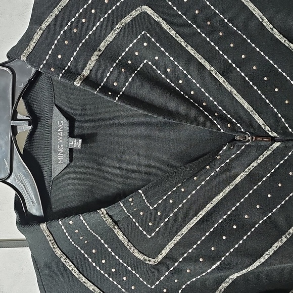 Ming Wang Black and Silver Patterned Jacket Large - Picture 2 of 8